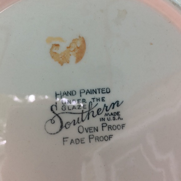 Blue Ridge Southern Potteries Hand Painted Pink Flower Dinner Plate - Picture 3 of 3